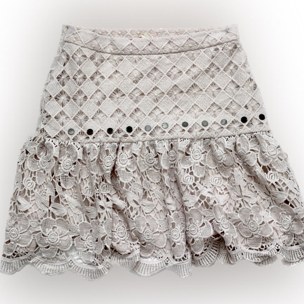 Maeve by Anthropologie Beige Crochet Skirt